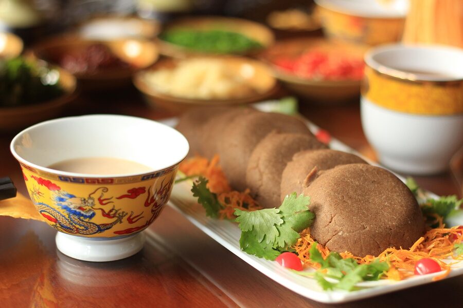 Steamed momos, the Tibetan dumpling that Bir's café menu always opens with