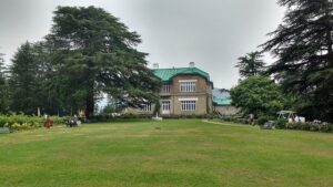 The Chail Palace heritage hotel in Solan district, Himachal Pradesh, with deodar forest behind