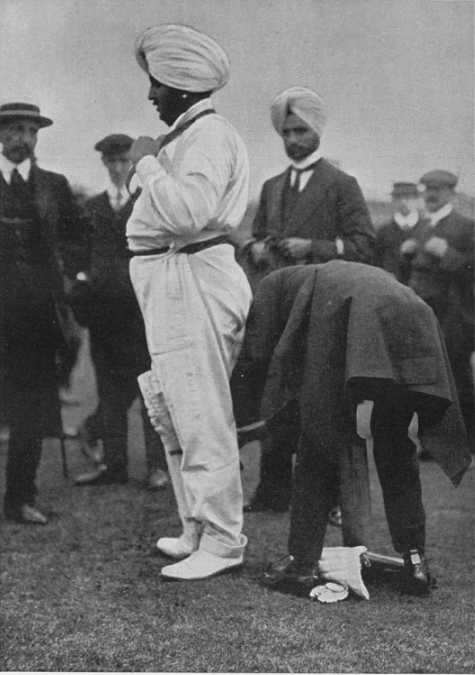 Maharaja Bhupinder Singh of Patiala depicted going cricketing.