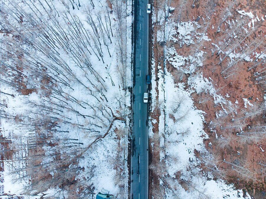 Top view of Sissu village in Lahaul, the first stop after the Atal Tunnel from Manali