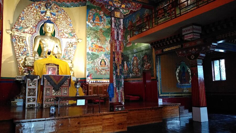 A Buddhist temple within Norbulingka Institute near Dharamshala, Himachal Pradesh.