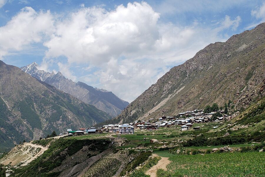 The wood-and-slate houses of Chitkul village in upper Baspa valley