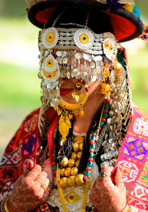 Kinnauri women in traditional dress in Kinnaur district