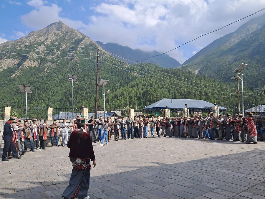 Kinnauri folk dance being performed by villagers in Chitkul, Kinnaur district.