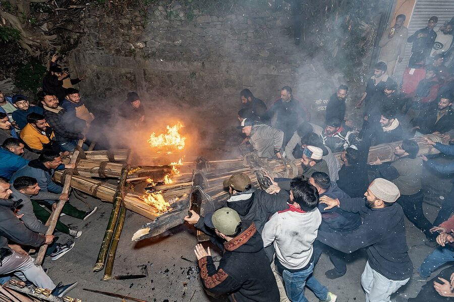 Lohri festival bonfire celebration in Himachal Pradesh.