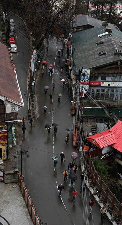 Aerial view of Mall Road in Shimla
