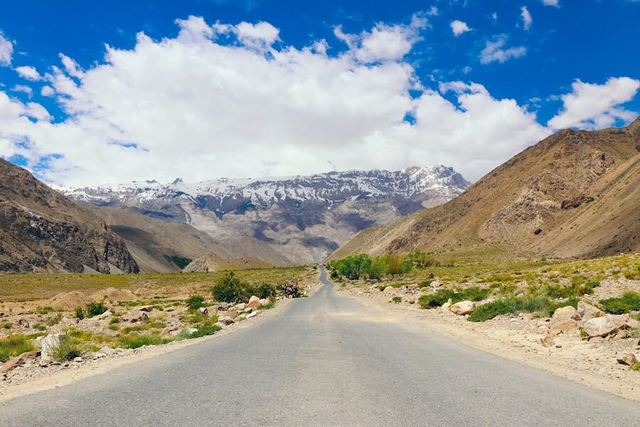Road through Spiti Valley landscape