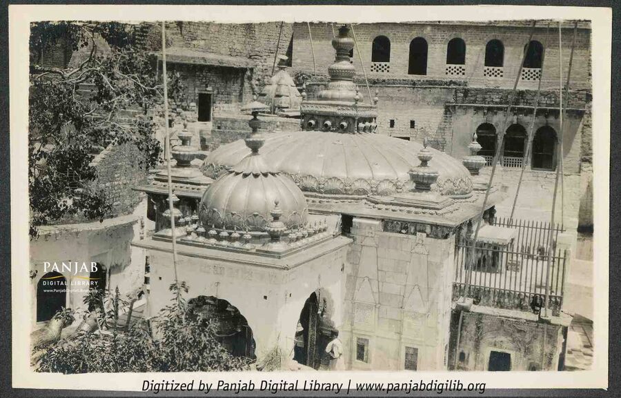 Black and white photograph of Jwala Ji Mandir Kangra from 1933
