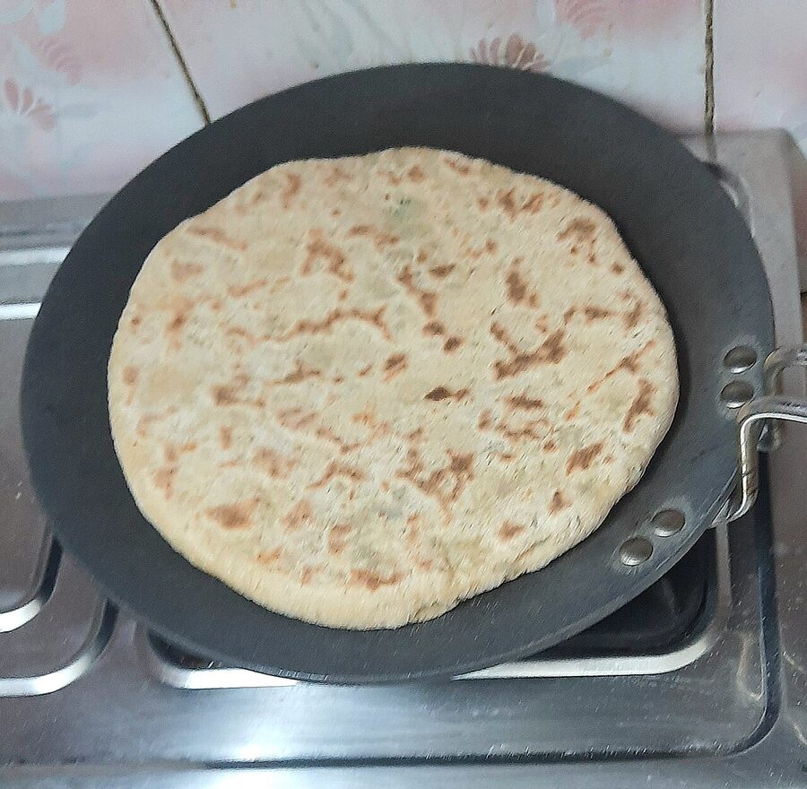 Baturu, a fermented Himachali bread served with curry.