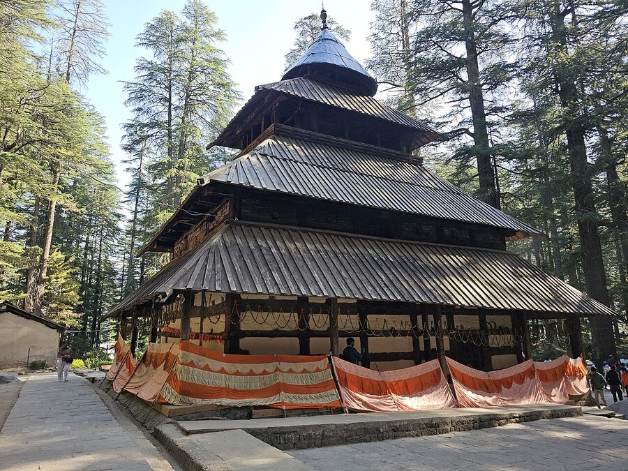 Wooden exterior of the Hidimba Devi Temple, Dhungri, Manali.