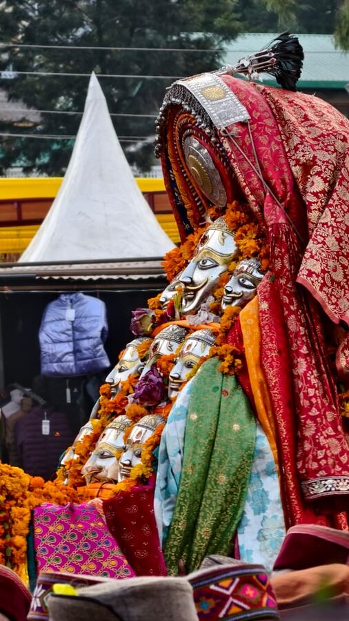 Village deity palanquin in procession at Kullu Dussehra.