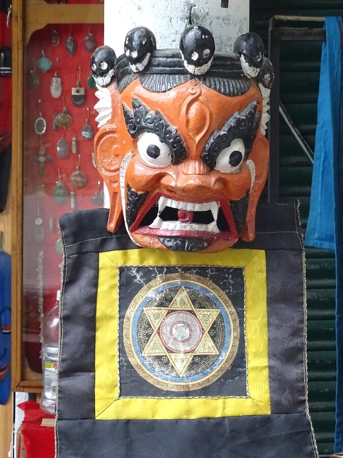 Tibetan handicrafts on display in Manali, Himachal Pradesh.