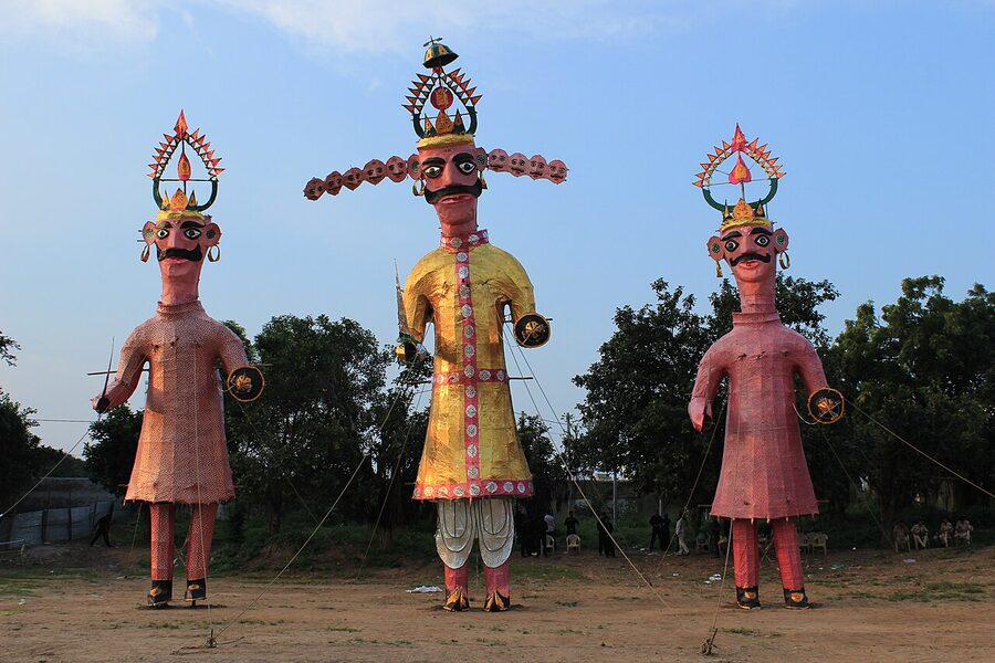Ravana effigy burning at Vijayadashami in north India, the festival end most of the country celebrates.
