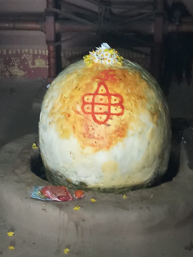 The butter-coated Shivling at Bijli Mahadev temple after lightning strikes