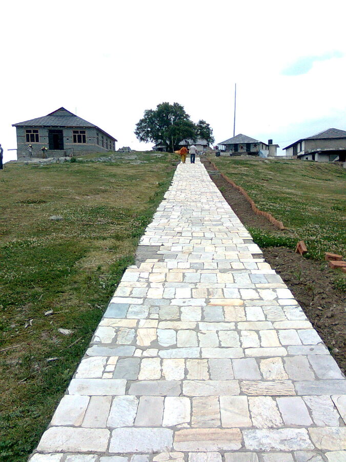 Forest trail leading up to the Bijli Mahadev temple above Kullu