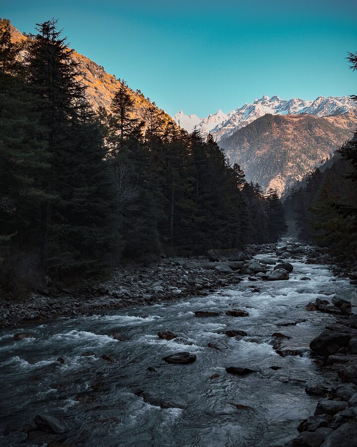 Stream rushing through Kasol in the Parvati Valley