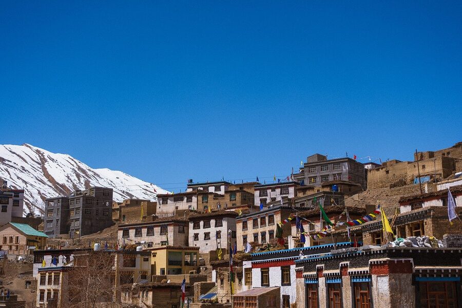 A high-altitude Spiti village in the cold desert landscape.