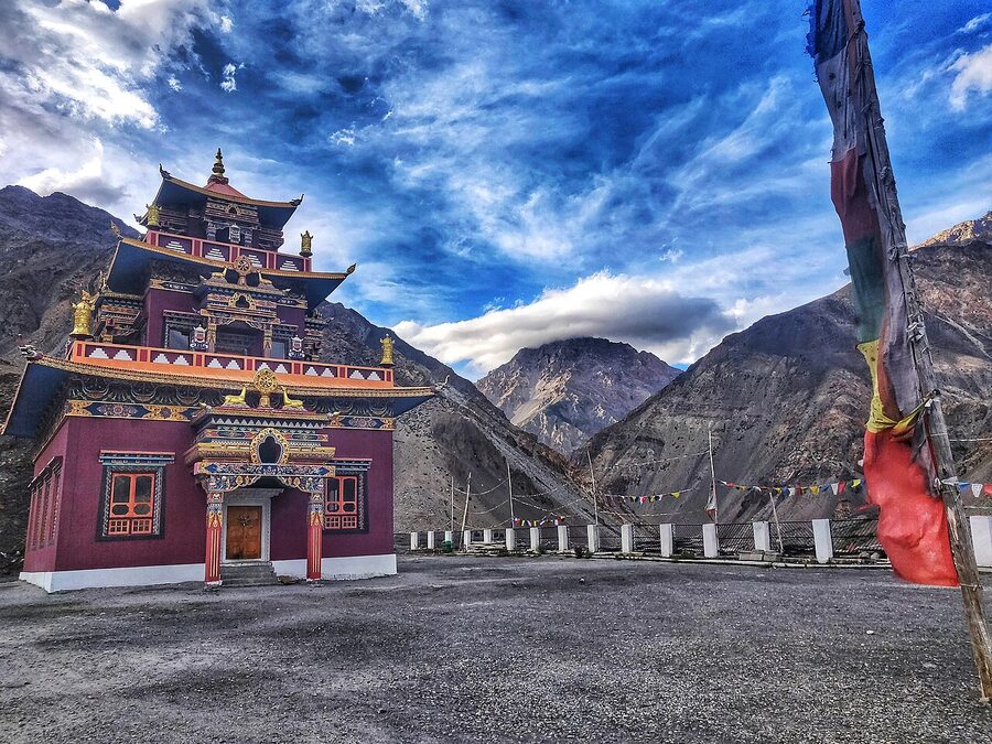 Gue village monastery in Spiti, home to the naturally preserved mummy of monk Sangha Tenzin.