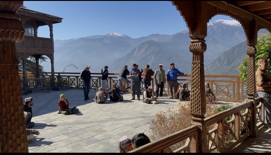 Inner courtyard of Naggar Castle with the Jagati Patt stone temple visible