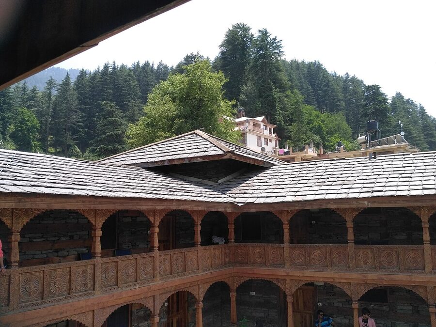 The 16th-century Naggar Castle on a ridge above the Beas, now a heritage hotel run by HPTDC.