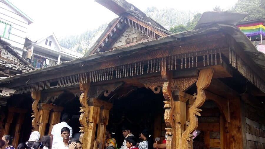 The ancient Vashisht Temple complex above the Beas, with its natural sulphur hot-spring tanks, Manali.