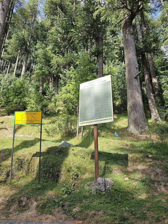 The Manali Wildlife Sanctuary entrance area near Old Manali.