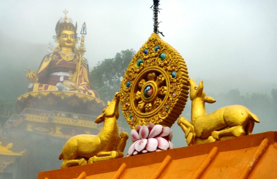 The 37.5-metre statue of Padmasambhava overlooking Rewalsar lake.