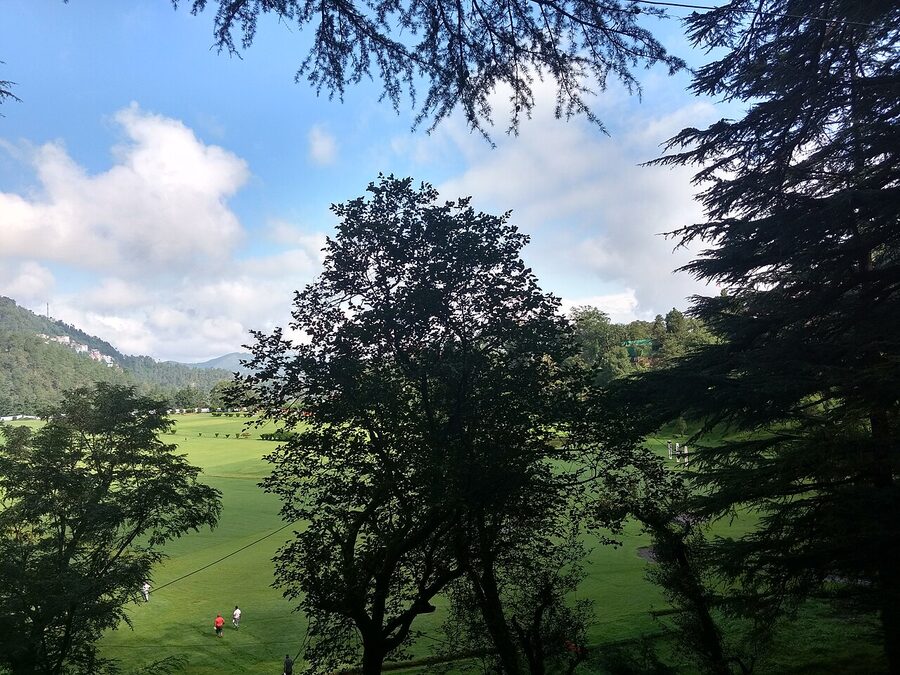 Annandale, a flat semi-circular field in a deodar bowl below the main Shimla ridge, used for sport and military events since the British Raj.
