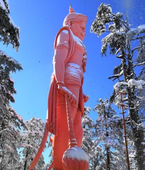 The 33-metre Hanuman statue at Jakhoo Temple atop Jakhu Hill in Shimla.