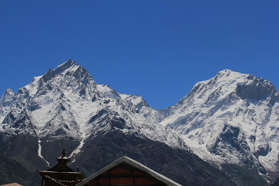 Kinnaur Kailash and Jorkanden peaks from Kalpa
